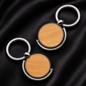 wooden metal keychain