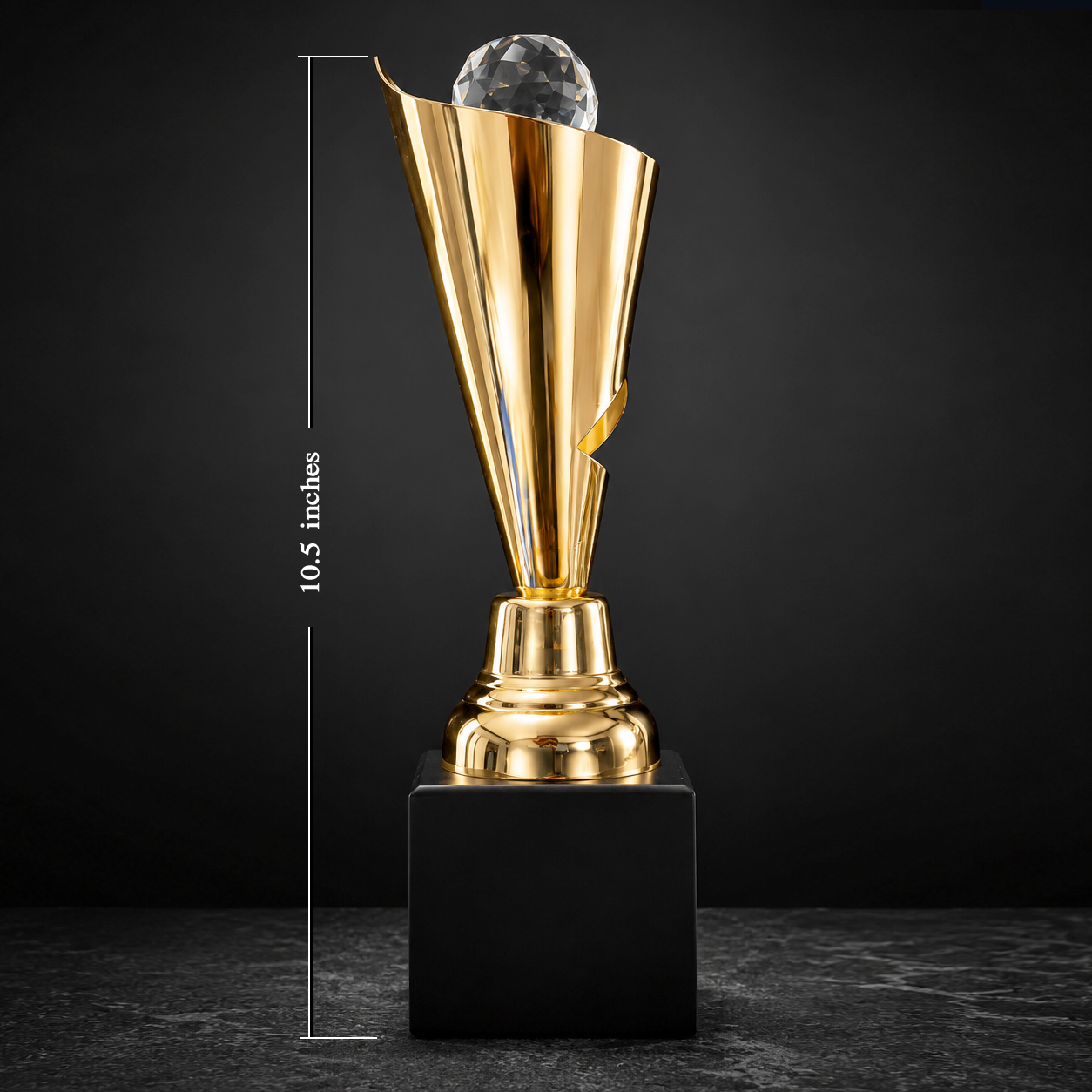 Premium Gold Spiral Trophy with CRISTAL