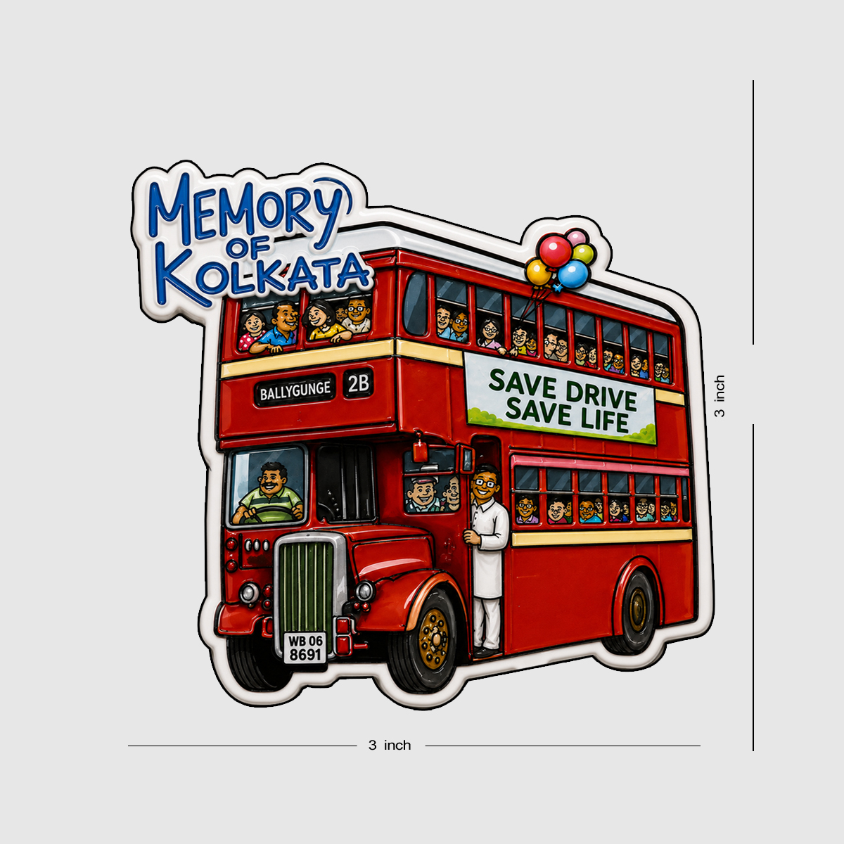 Double Decker Bus Fridge Magnets 3X3