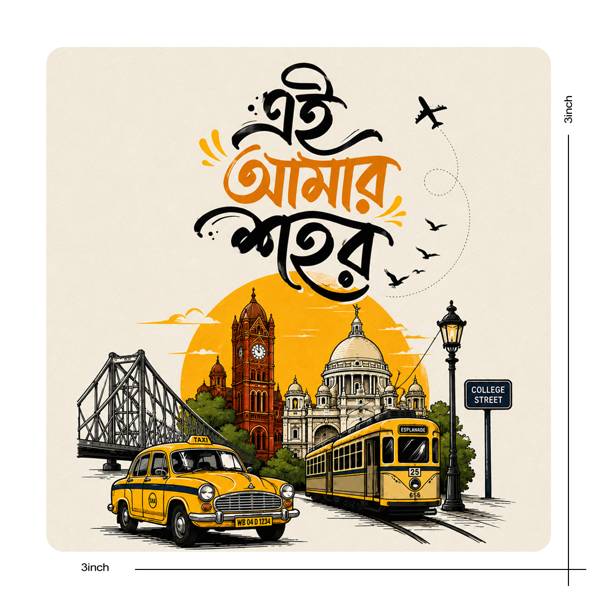 Sky-Kolkatatheme Fridge Magnet 3X3