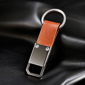 Sky_Stainless Steel Keychain brownLeather