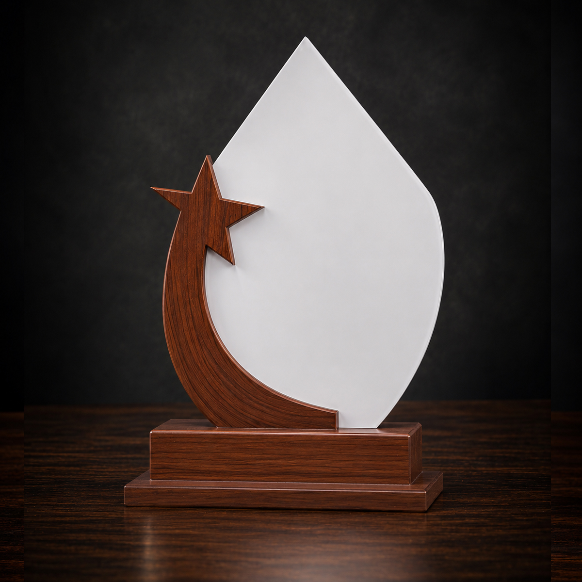 White And Brown Wooden Teak Wood Momento Award