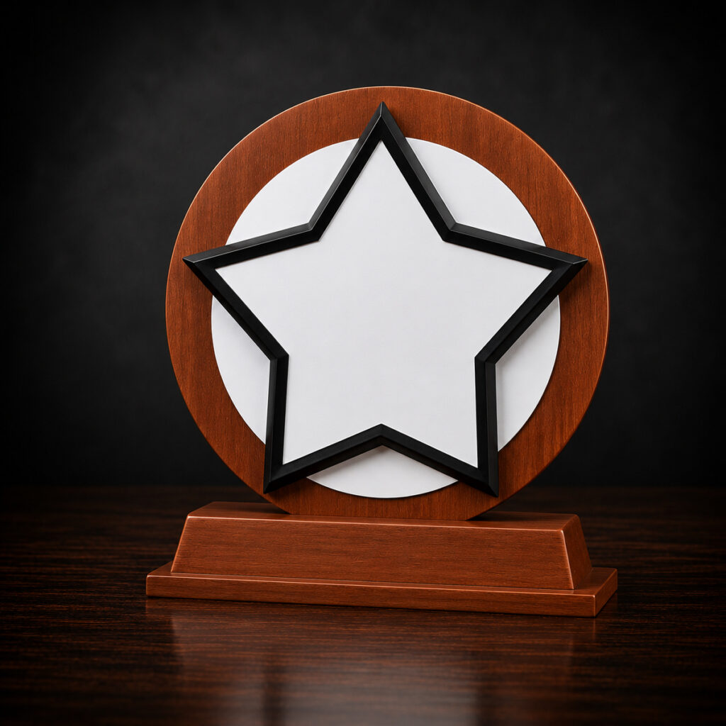 Premium Wooden Star Circle Trophy