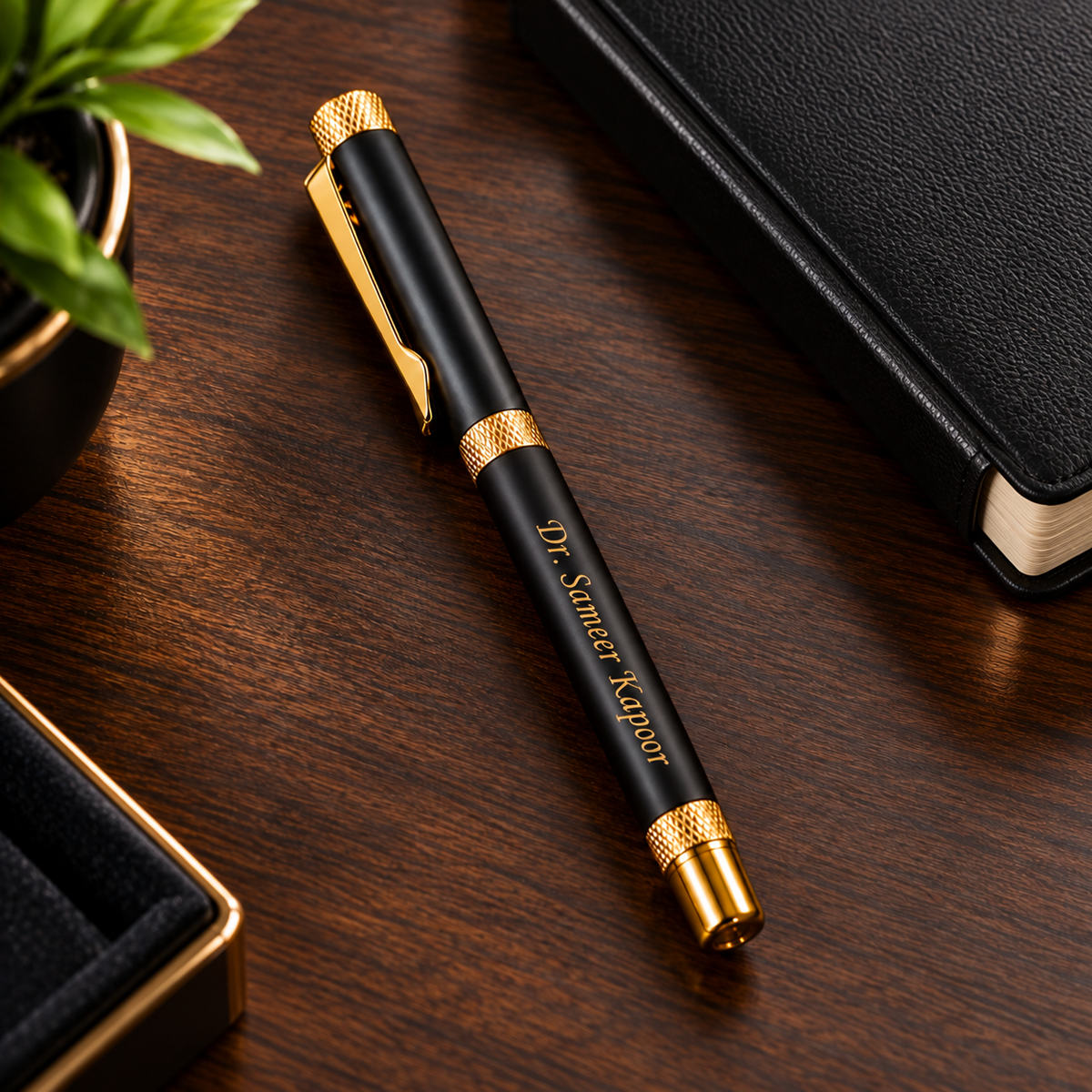 Premium Black & Gold Metal Roller Pen for corporate gifting - Image 3