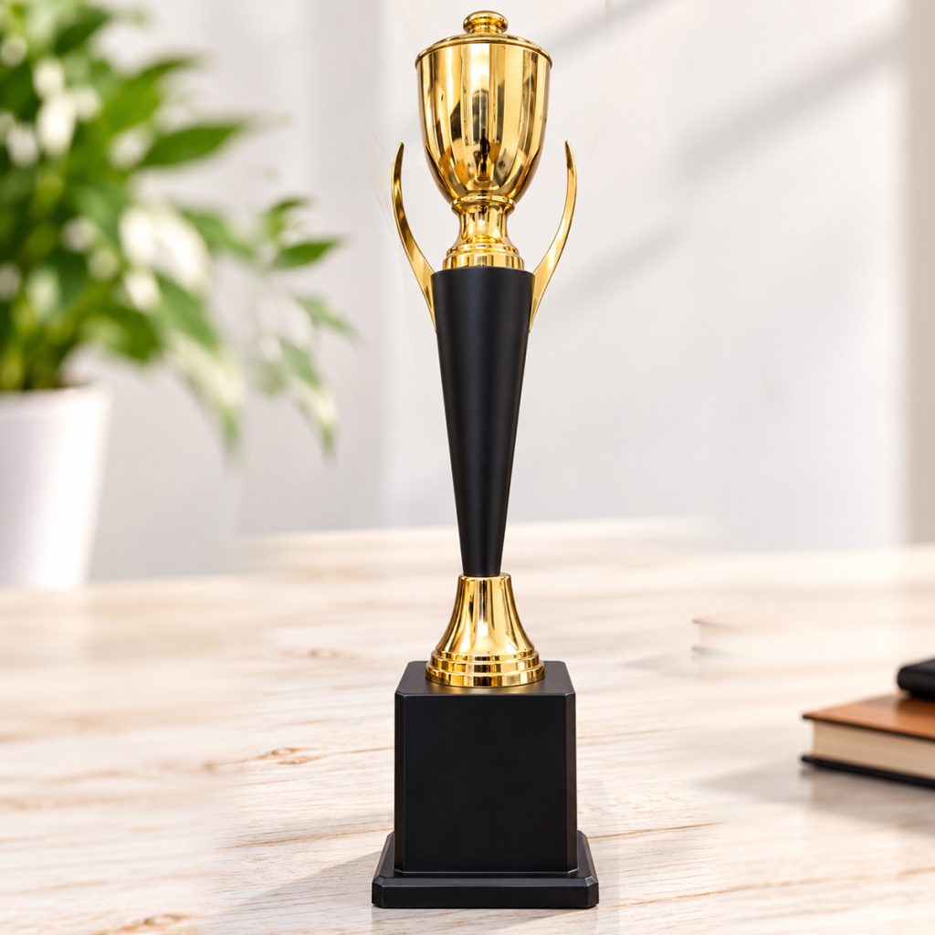 Premium gold and black victory trophy