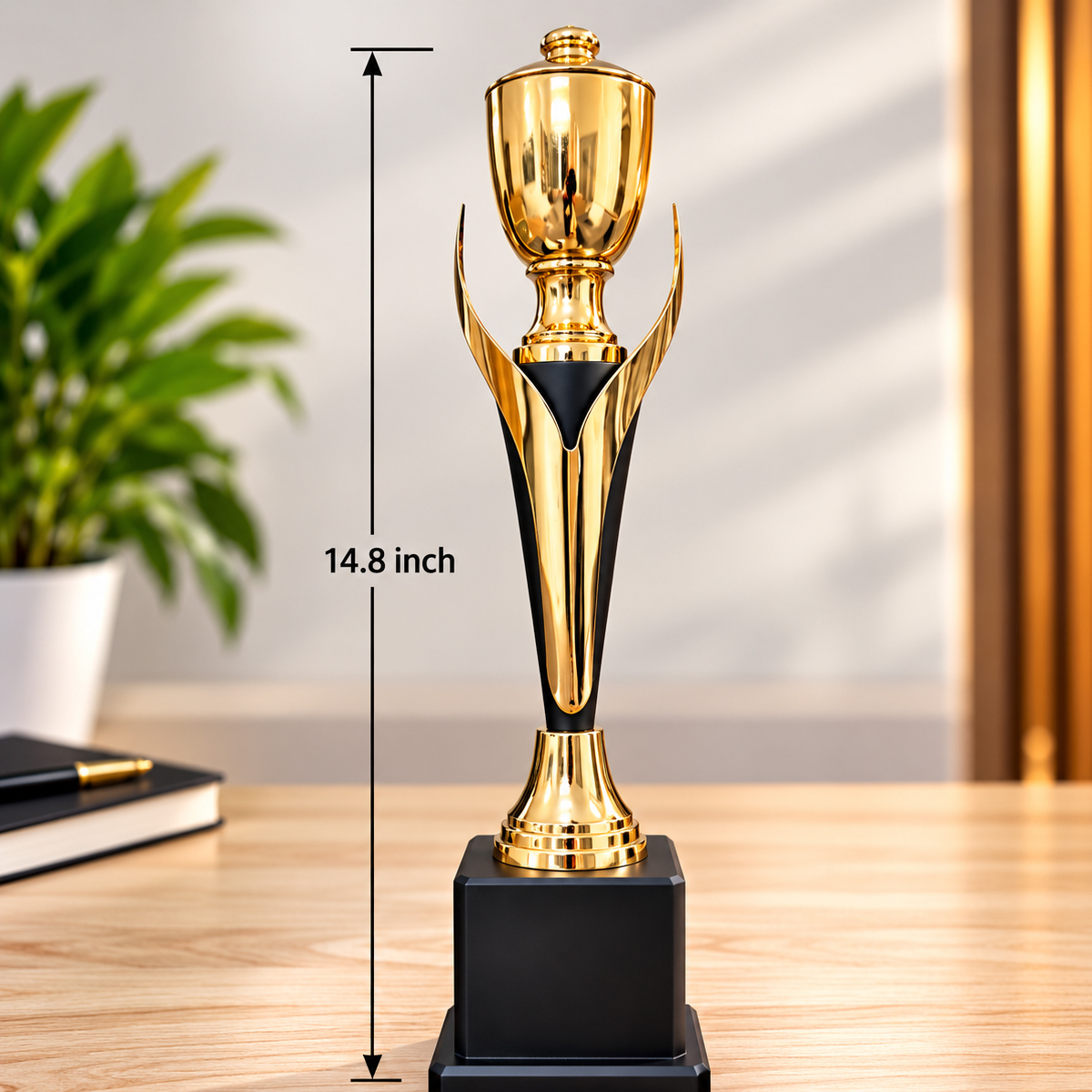 Premium gold and black victory trophy