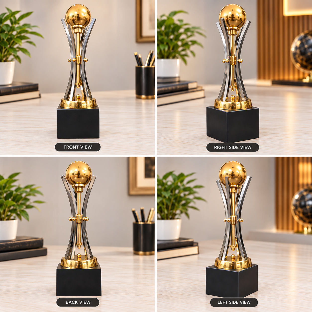 Executive Trophy combines a striking gold-and-silver design with a clean, contemporary silhouette