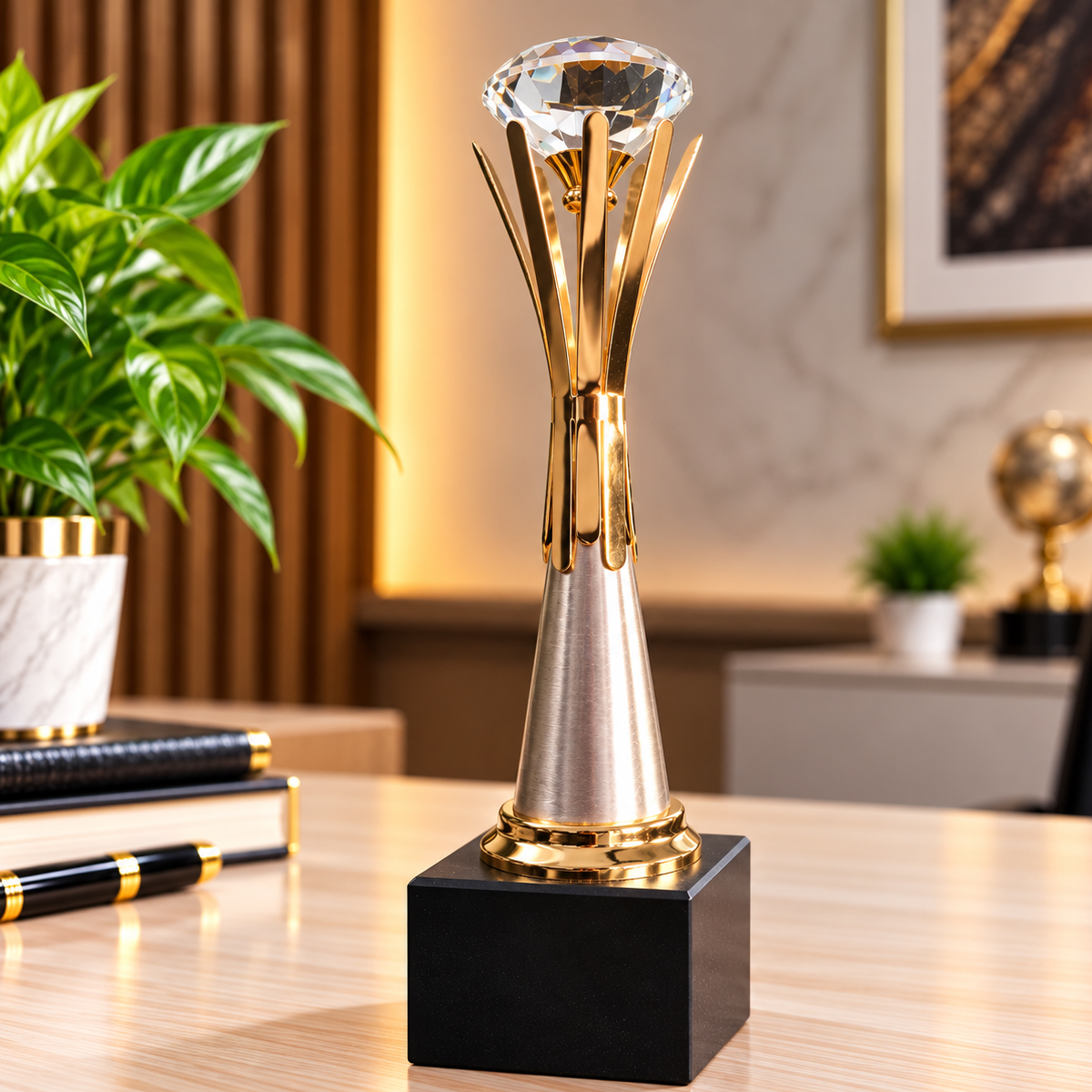 crystal and gold executive trophy