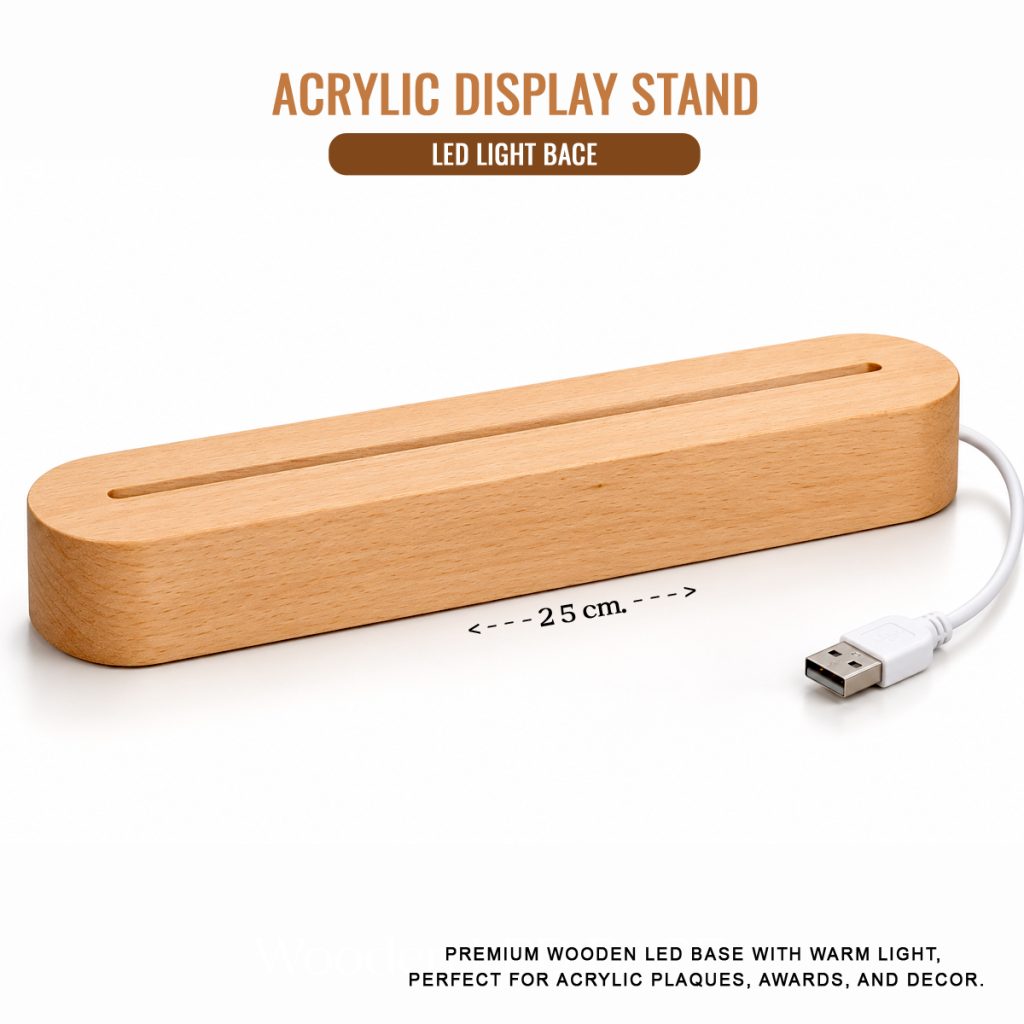 Wooden LED Light Base for Acrylic Display Stand