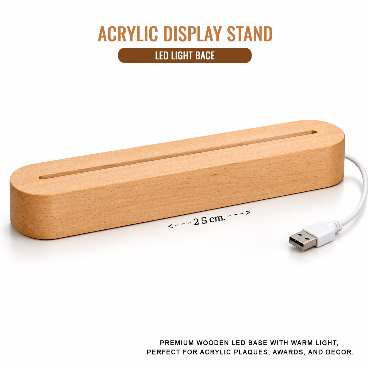 Wooden LED Light Base for Acrylic Display Stand