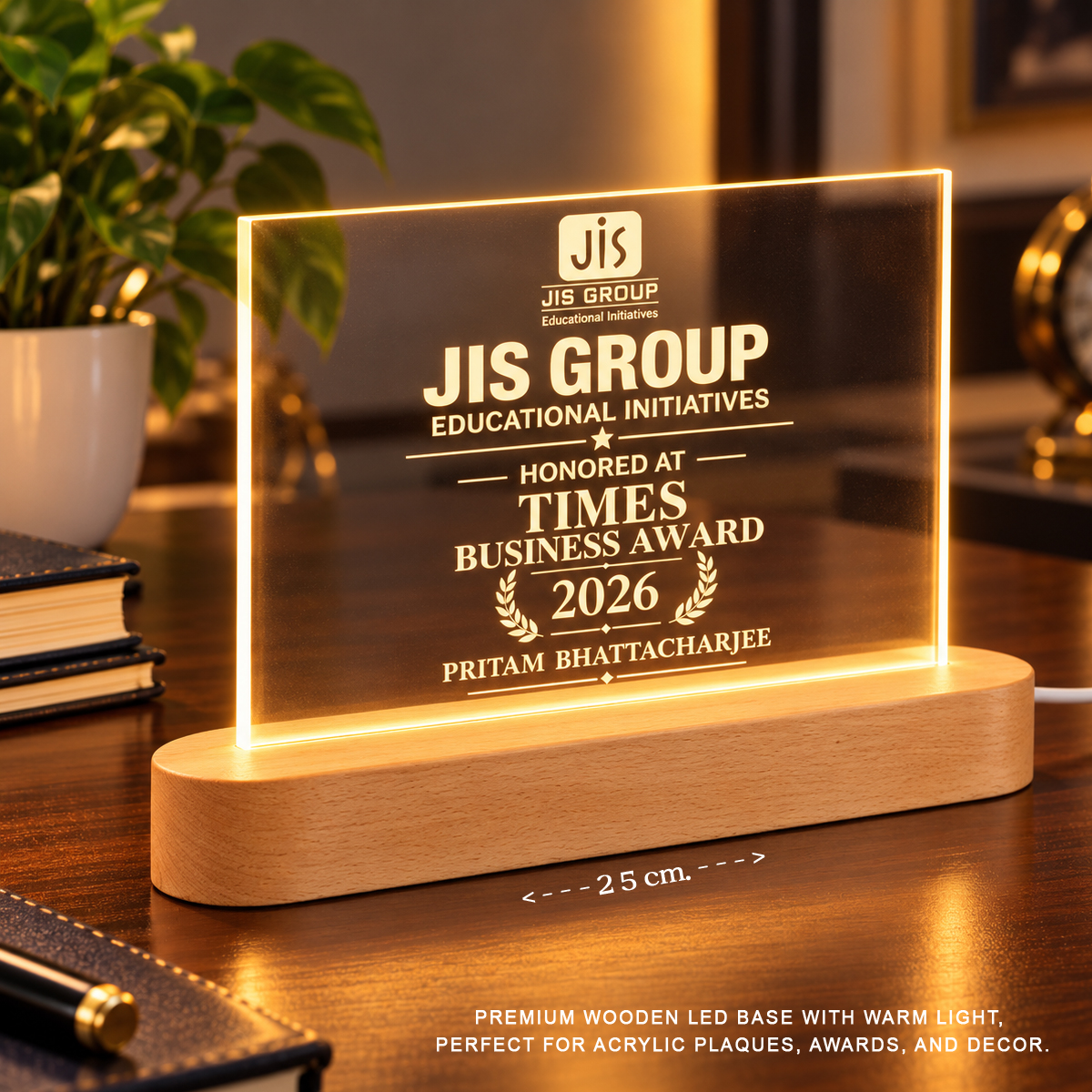 Wooden LED bace Acrylic Stand