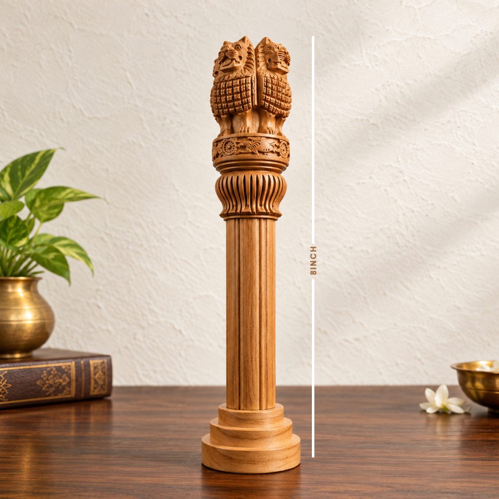 Handcrafted Wooden Ashoka Pillar